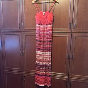 Soma Orange and Pink Spaghetti Strap Maxi Sundress
